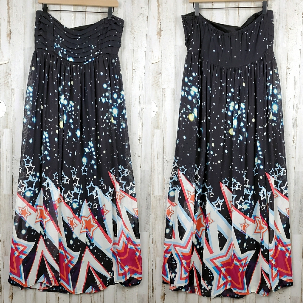ASOS Strapless Maxi Dress Galaxy Print Size 14